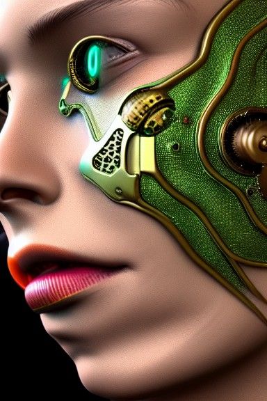 Mechanical Angel: Steampunk Cyborg Portrait in 3D