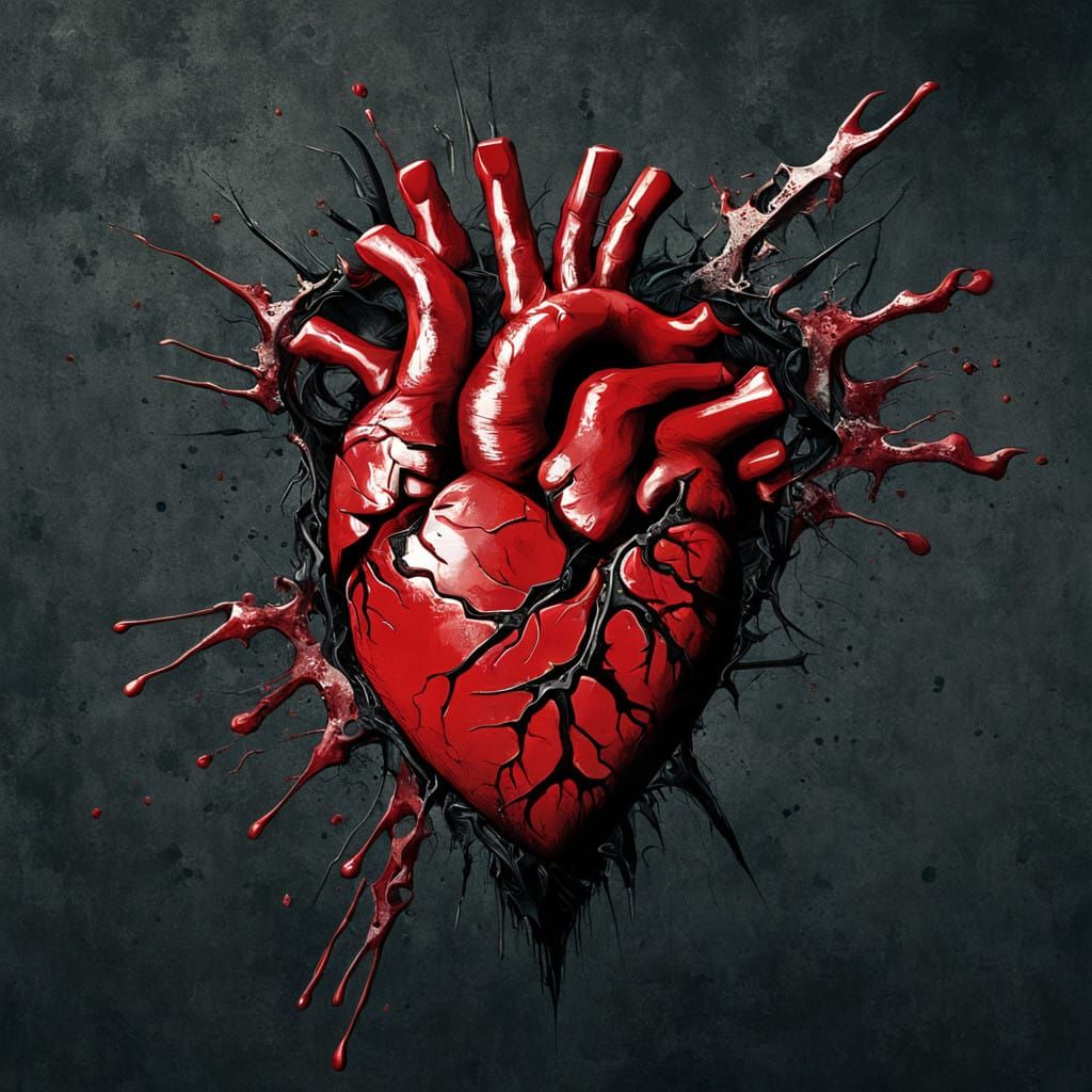 Mecha Crashing Down on a Bleeding Heart