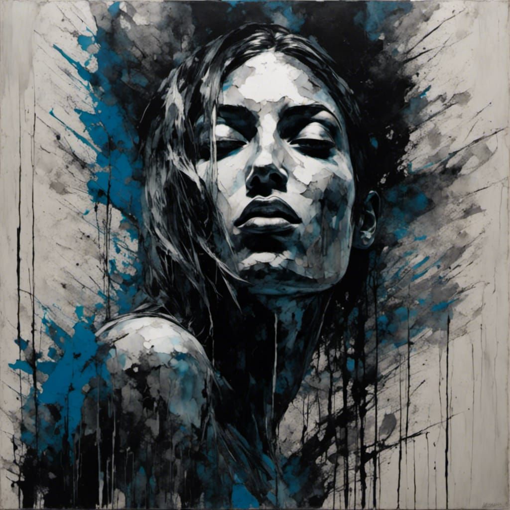 Woman in Torn Nightdress Standing in Rain