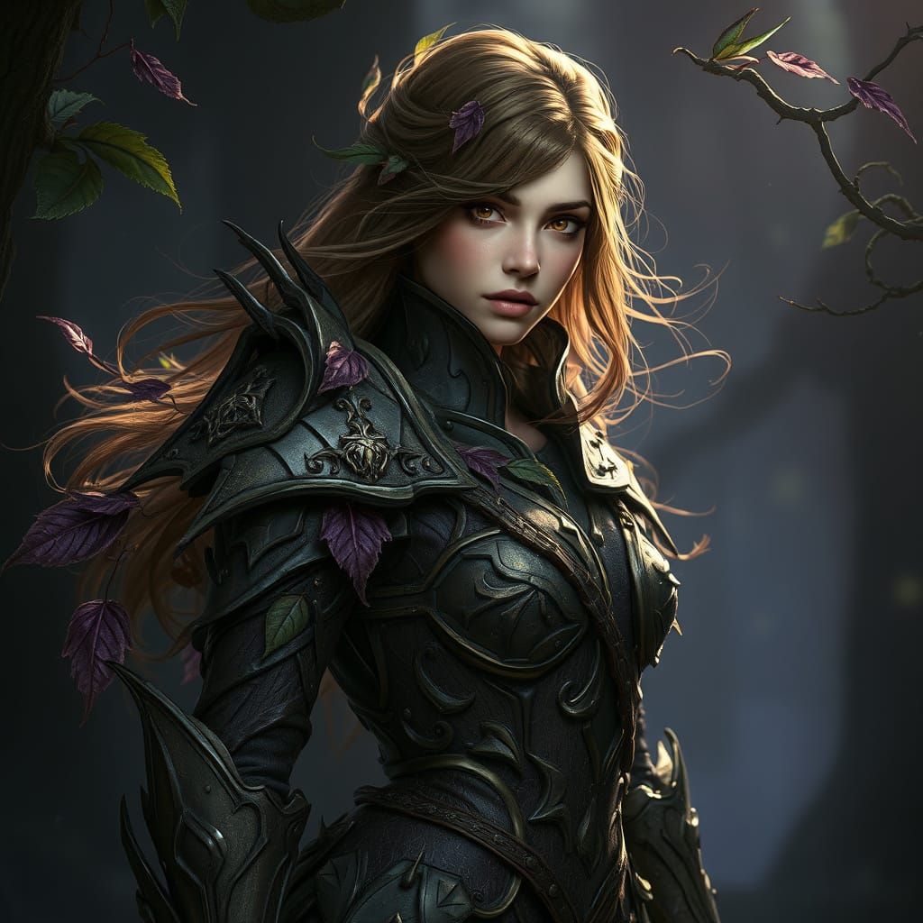 Ethereal Warrior Goddess in Tree Bark Armor