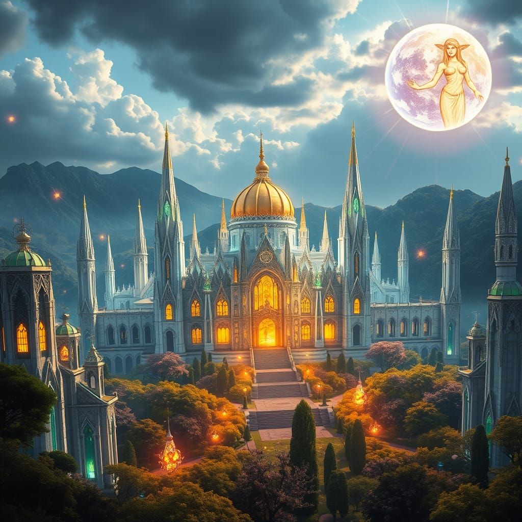 Ethereal Ayleid City Illuminated by Radiant Crystals