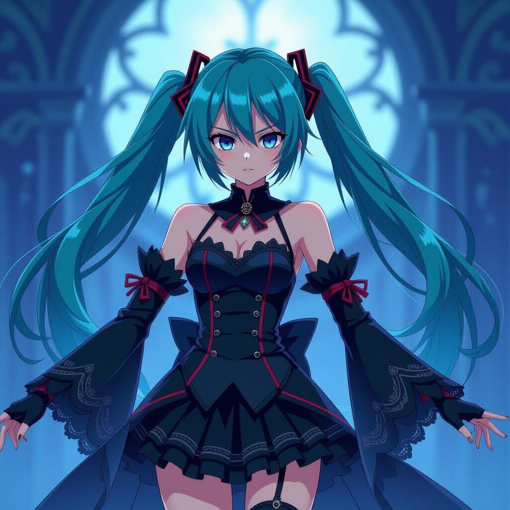 Gothic Miku in Studio Trigger Anime Style