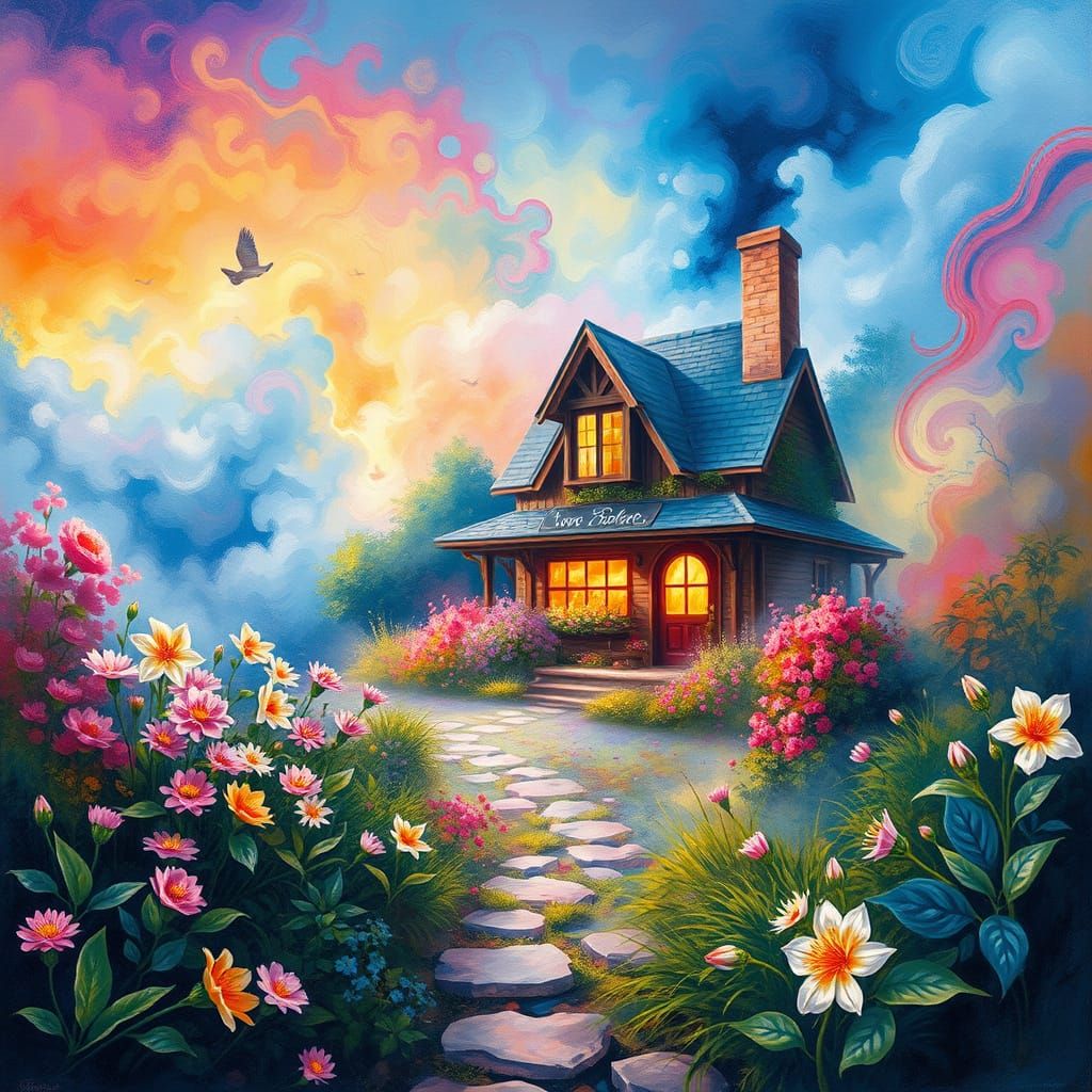 Whimsical Garden Dreamscape in Vibrant Fantasy Style