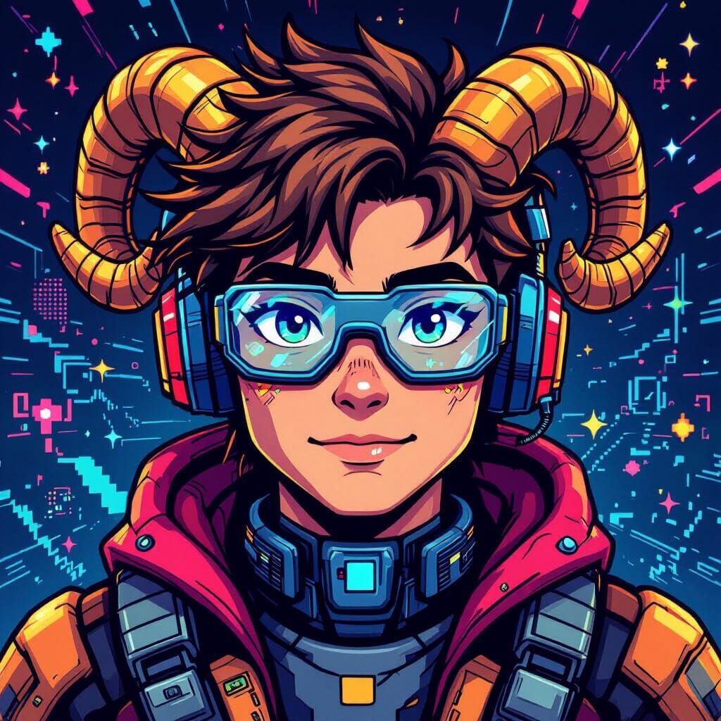 Aries Zodiac Sign: Geeky Comic & Game Character Illustration