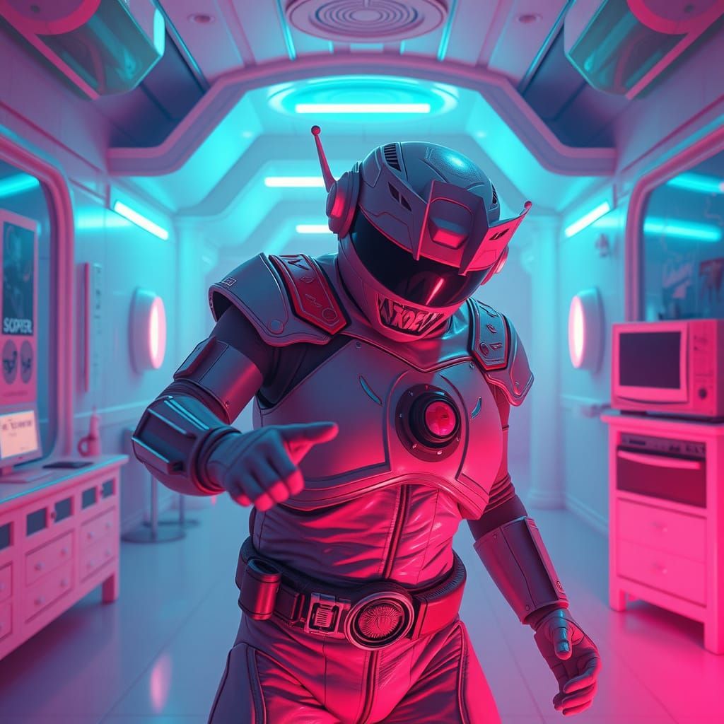 Retro Body Horror Monster in Cyberpunk Liminal Space