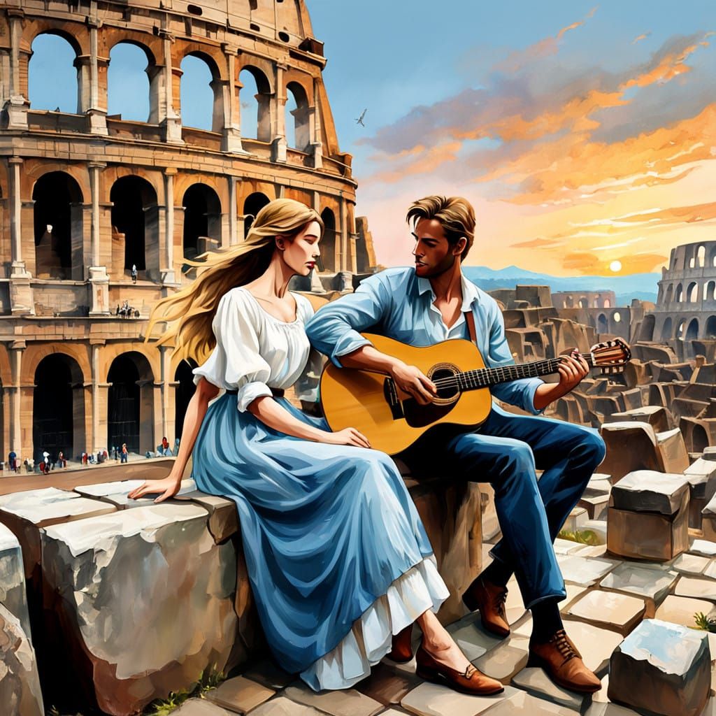 Serene American Couple in Romantic Sunset Moment