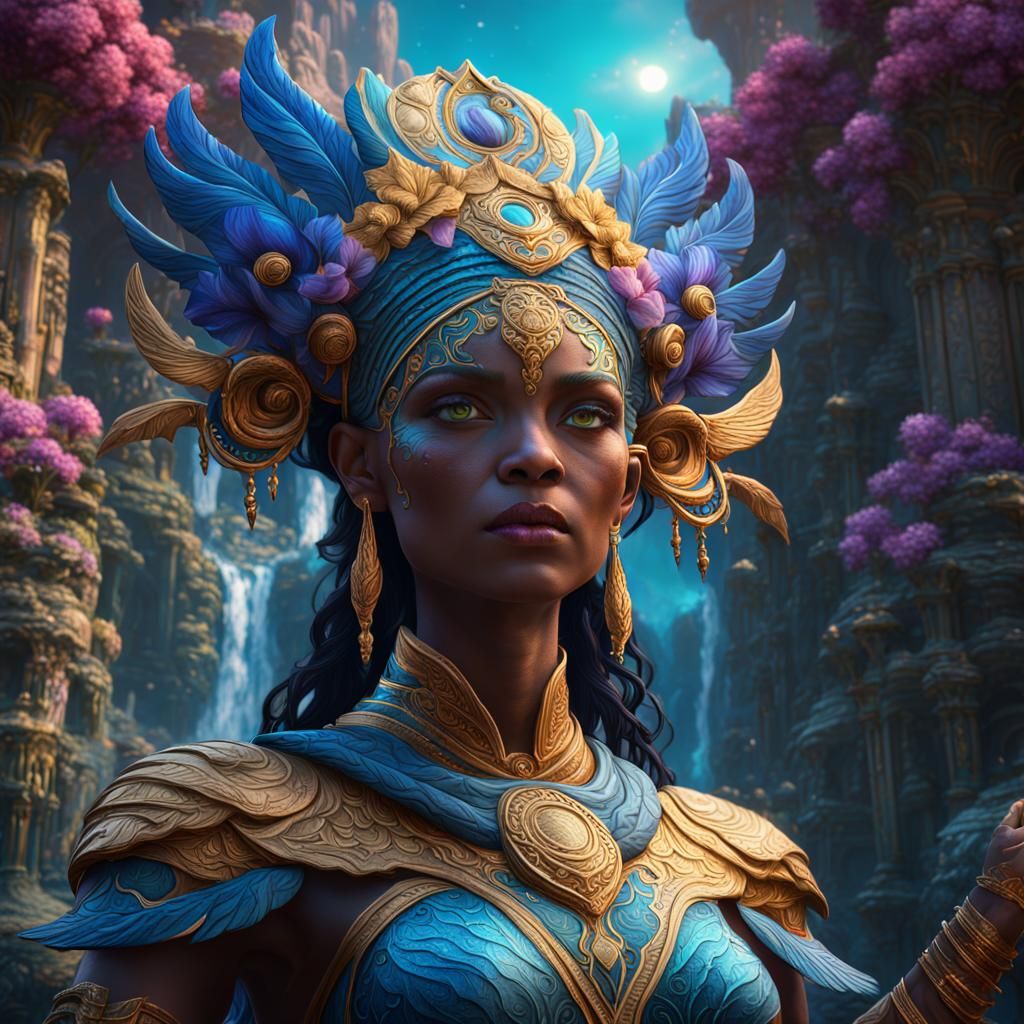 Fantastical Iris Goddess Concept Art in Deep Color