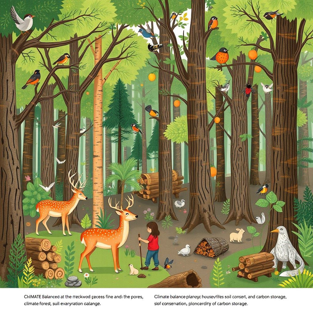 Forest Ecosystem Visual: Nature and Human Interaction