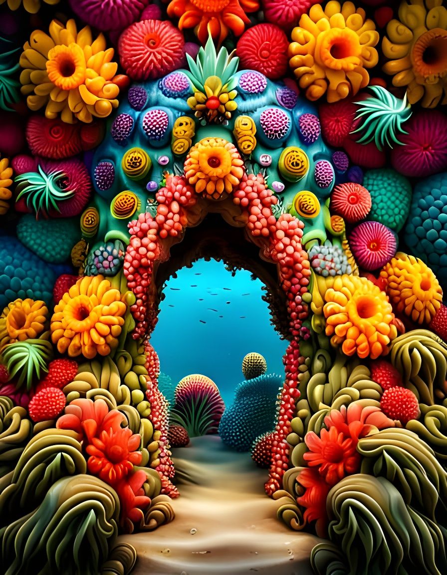 Psychedelic Pineapple House at Ocean Bottom: Hyperrealism