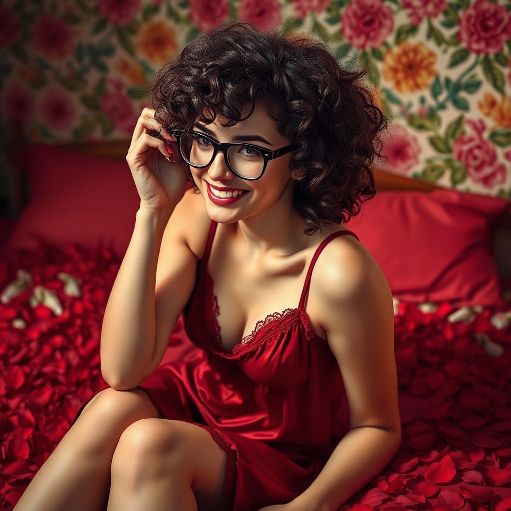 Woman with Curls in Hyperrealistic Style