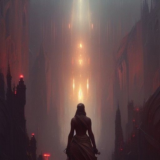 Dark Fantasy Sacrifice in Volumetric Lighting