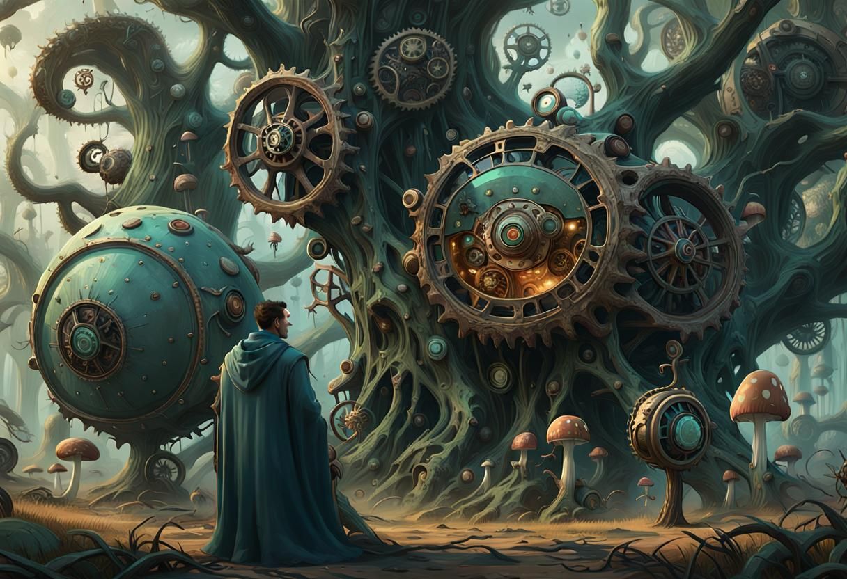 Man Among Strange Objects as Digital Art