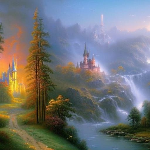 Ethereal Fantasy Castle in Mist