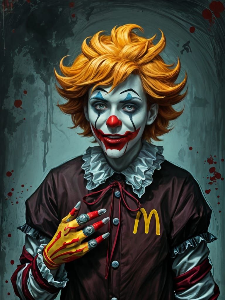 Gothic Ronald McDonald Caricature: Digital Expressionism