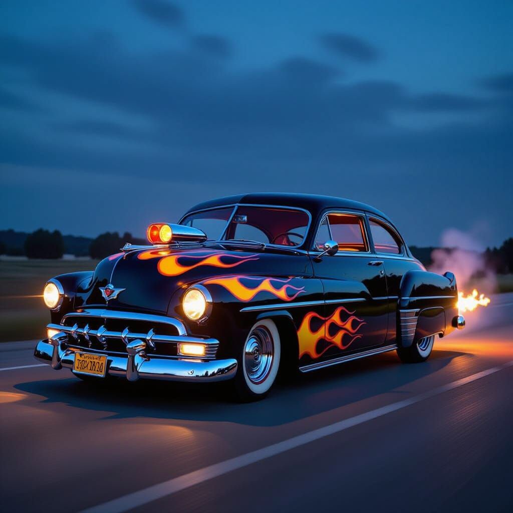 Custom 1949 Mercury Eight Hot Rod at Midnight