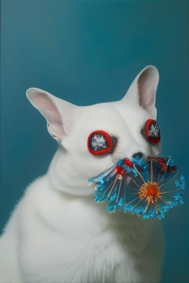 Cyborg Portrait with Broken Mirror, Hyperrealistic Oil Paint...