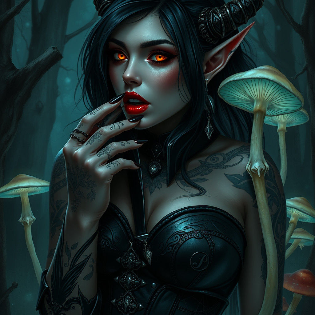 Dark Elf's Fatal Kiss in Mystical Forest
