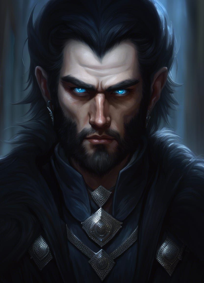 Menacing Man with Silver Crown, Dark Fantasy Art