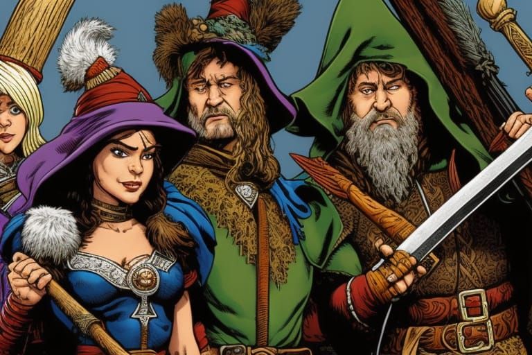 Fantasy Characters in Underground Comix Art Style