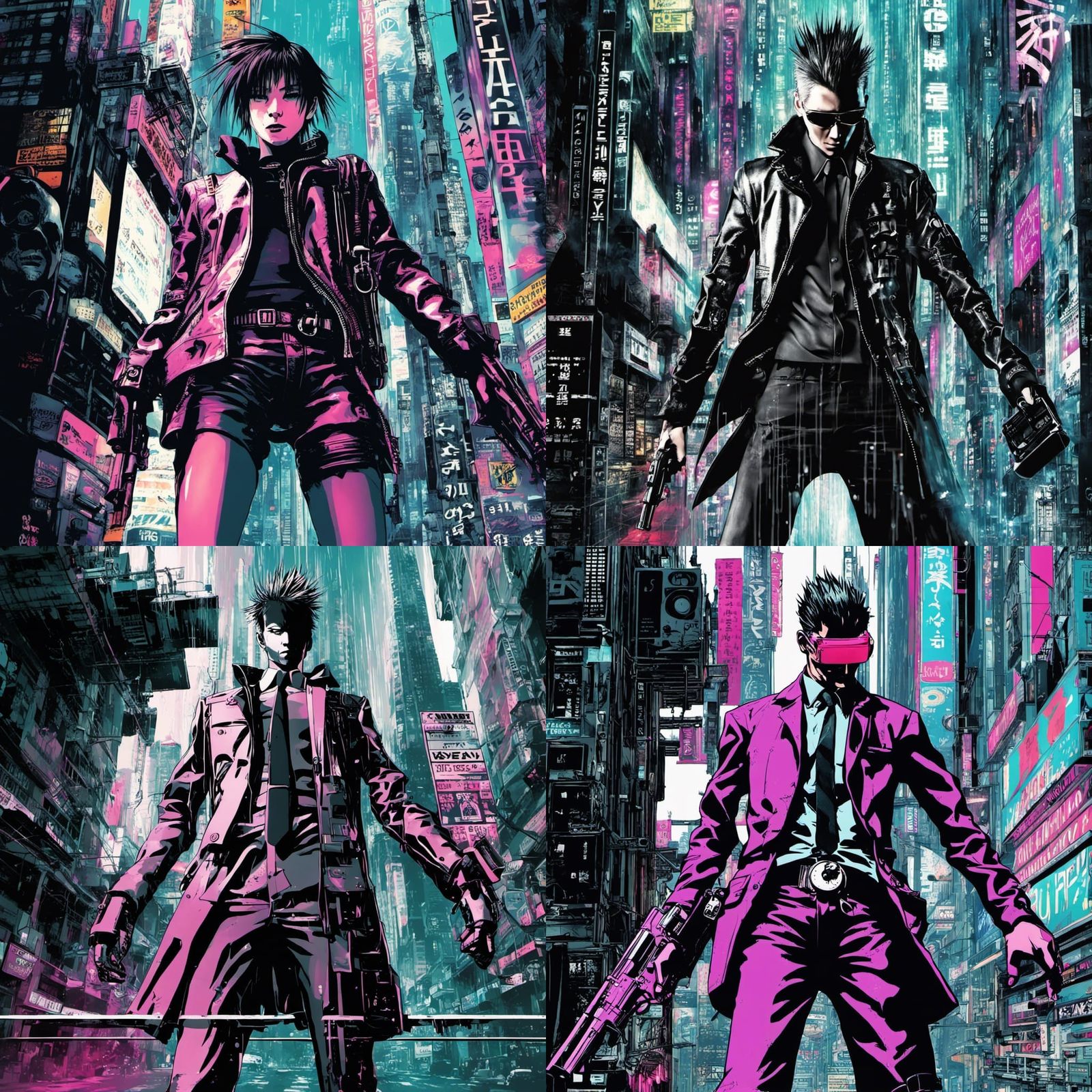 Cyberpunk Chrome Noir Panoramic View