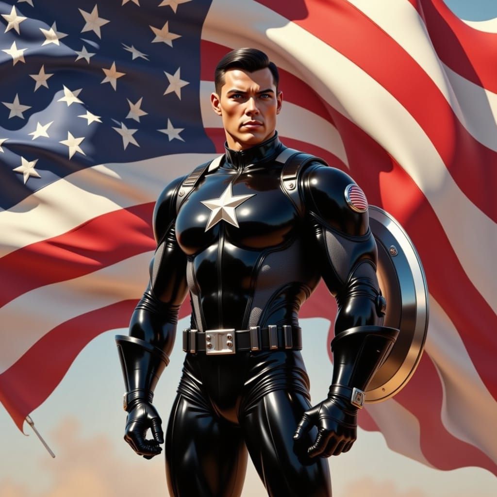 Patriotic Hero in Vintage Futurism Style