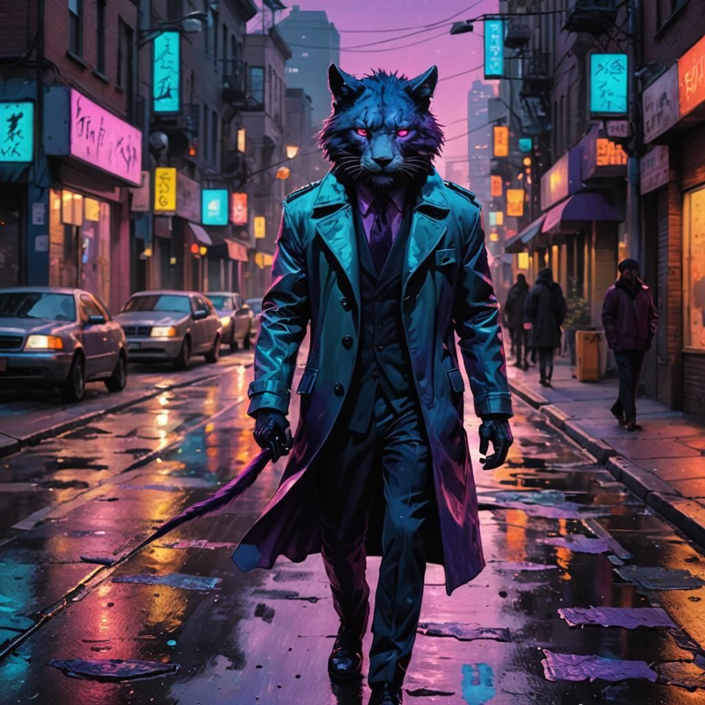 Leonin in Cityscape with Triadic Colors