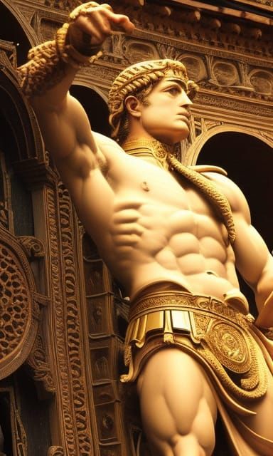 David as Warrior: Michelangelo Statue, Digital Art