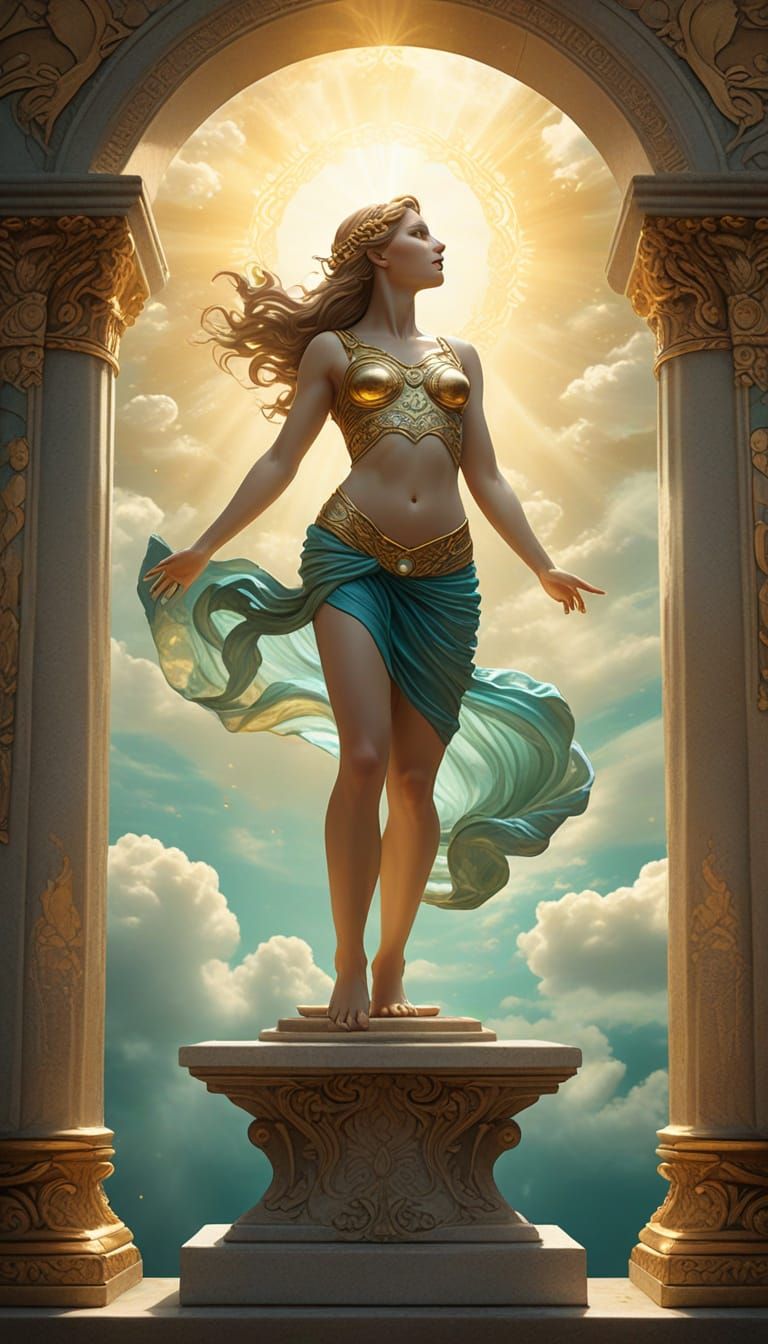 Venus Leaping: An Art Nouveau Digital Painting