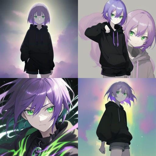 Feminine Shota in Cyberpunk-Inspired Anime Art
