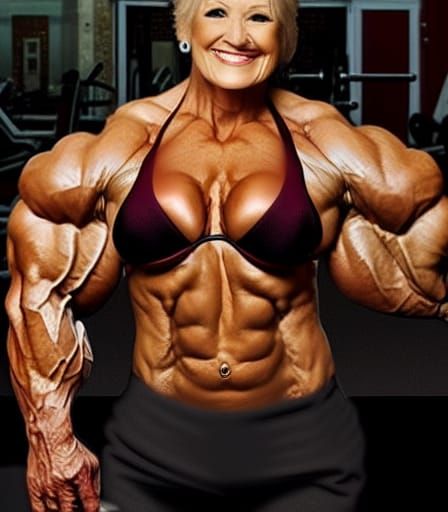 Extremely Muscular Female Bodybuilder Grandma