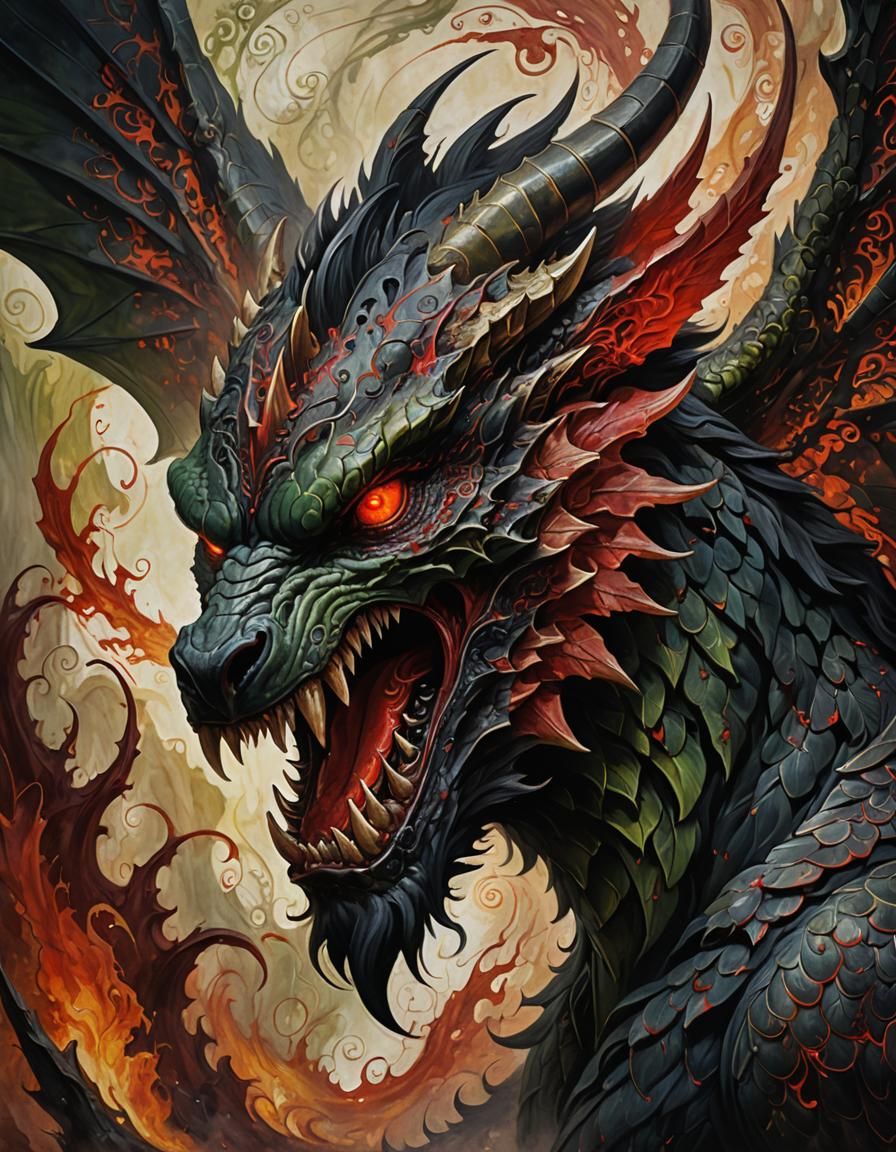 Mythical Monster Profile with Fiery Eyes