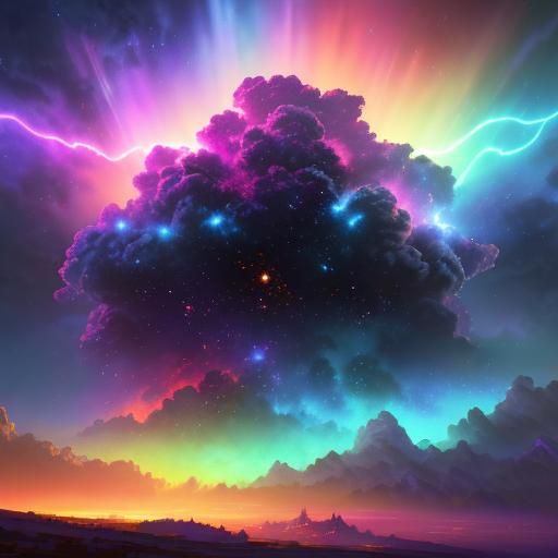 Plasma Burst in Night Sky: Digital Matte Painting