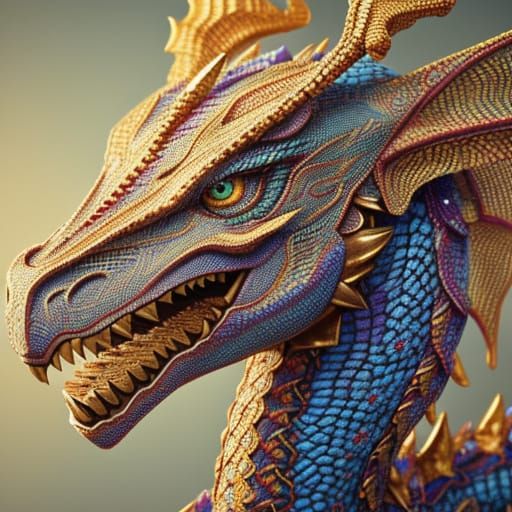 Lace Dragon Head in Delicate Threadwork Style