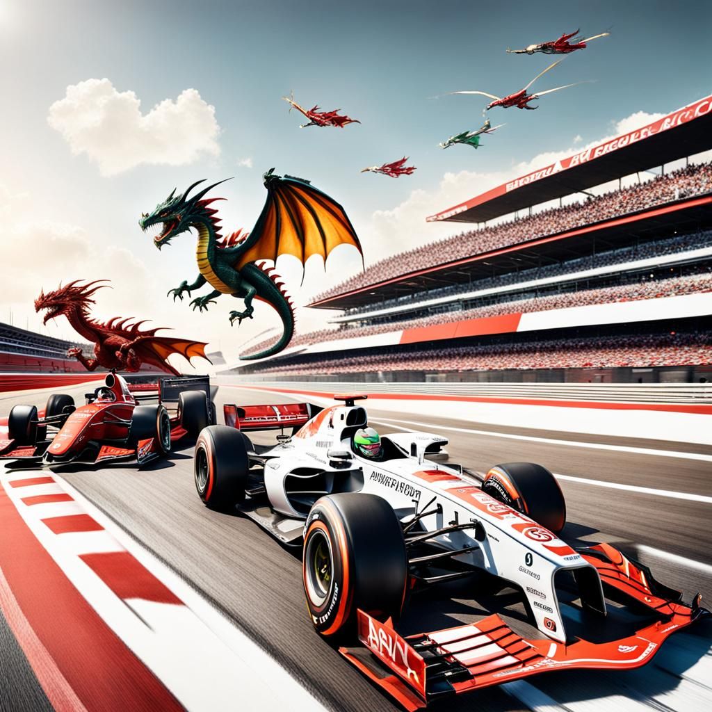 Dragon Flies Over Formula One Race