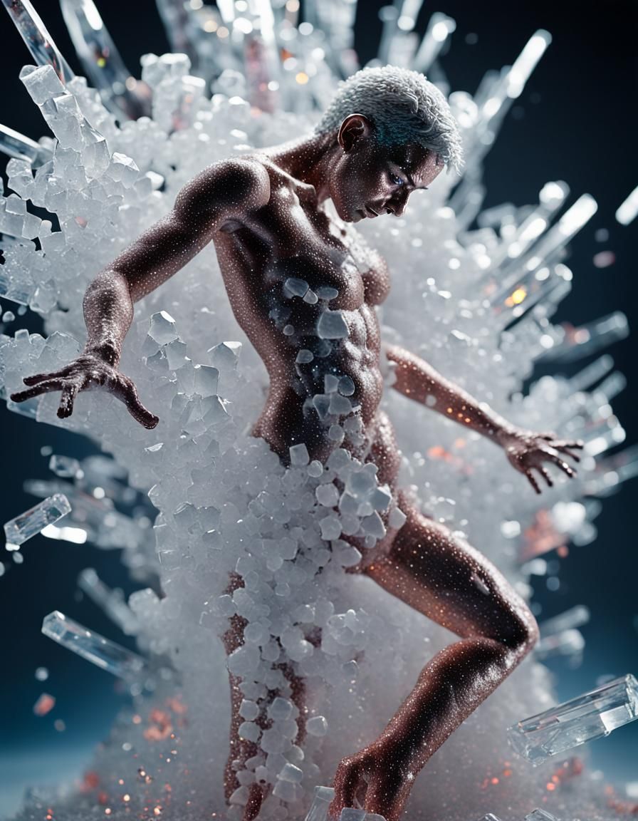 Shattering Ice Quartz Sculpture in Ultra Detail