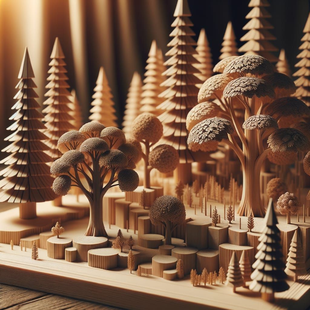 Wooden Forest: A Photorealistic Macro View