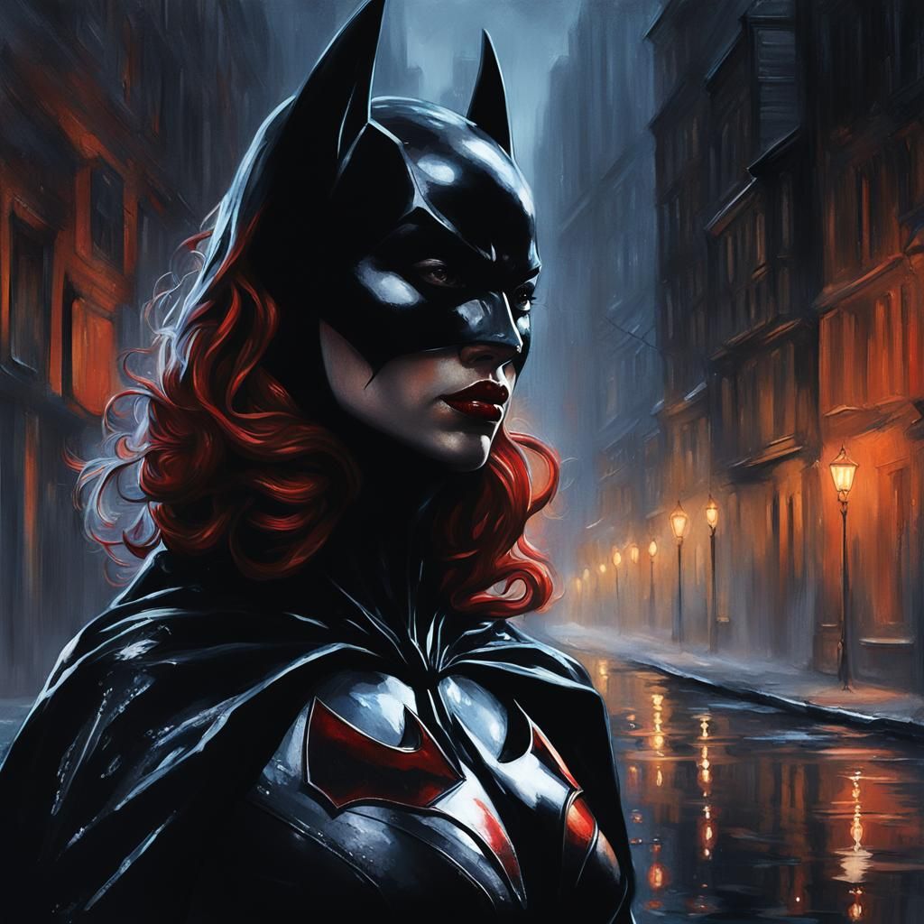 Batwoman in Hyperrealistic Oil Shimmer