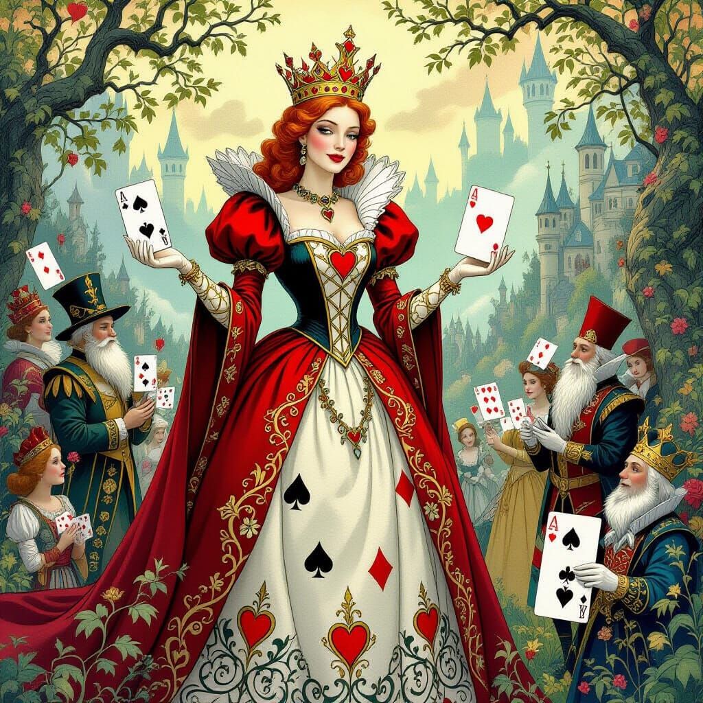 Queen of Hearts Rules a Realm of Playing Card People