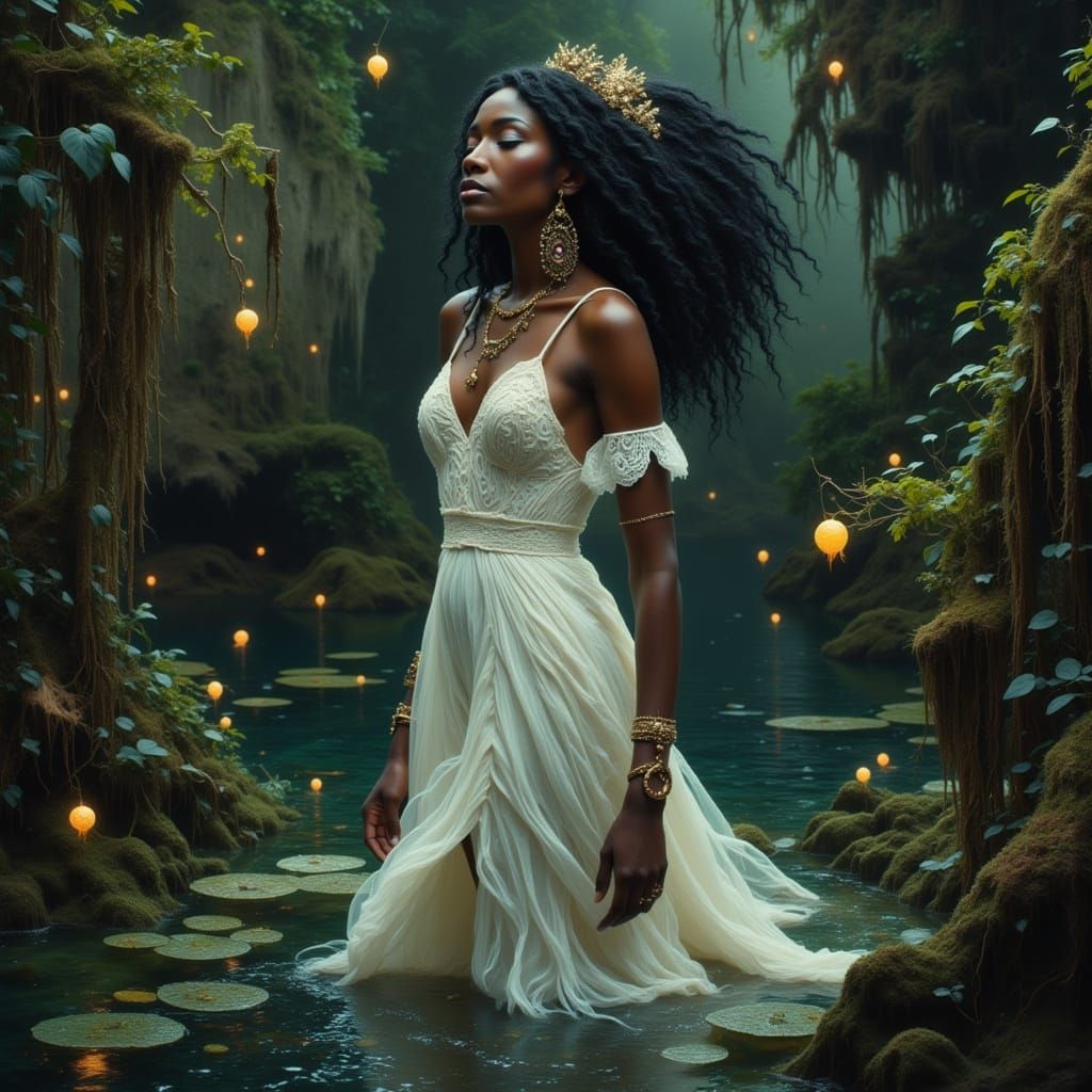 African-American Swamp Queen in Mystical Bayou