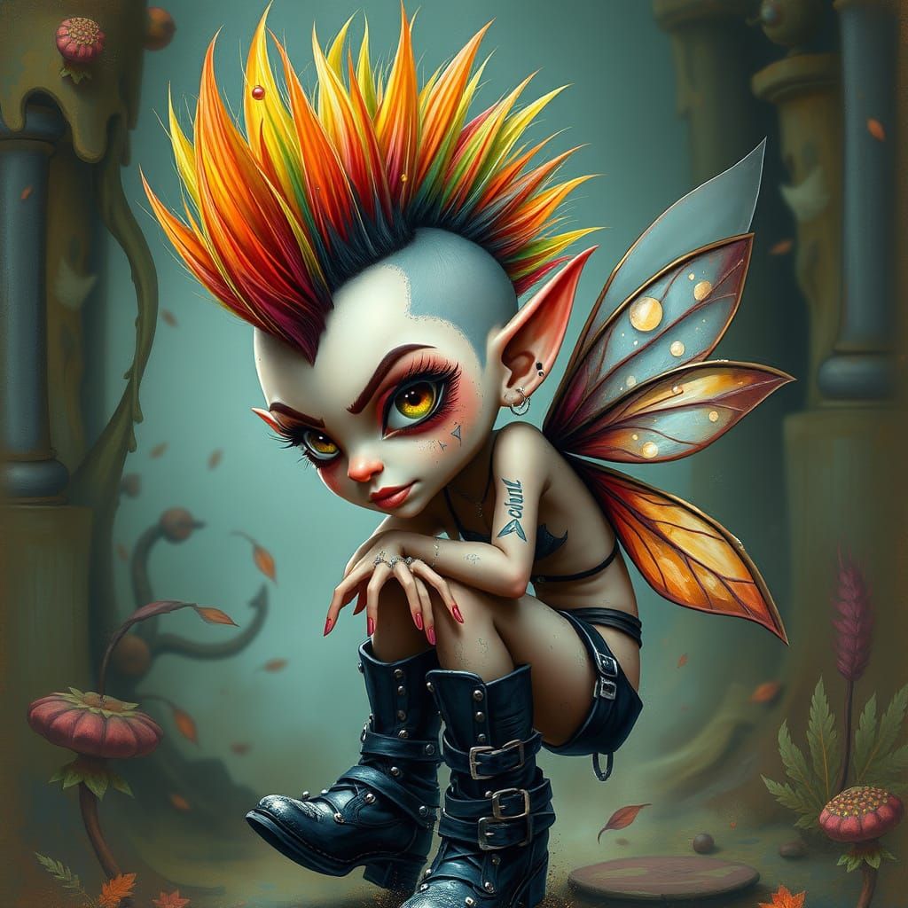 Rebellious Fairy in Cyberpunk Style
