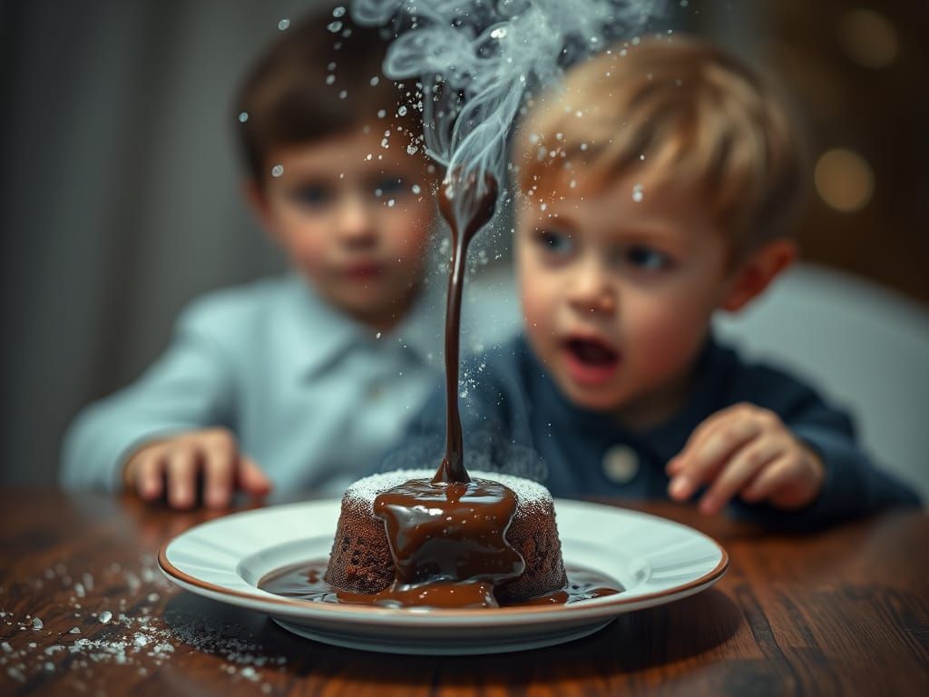 Magical Chocolate Stream from Lava Cake to Child