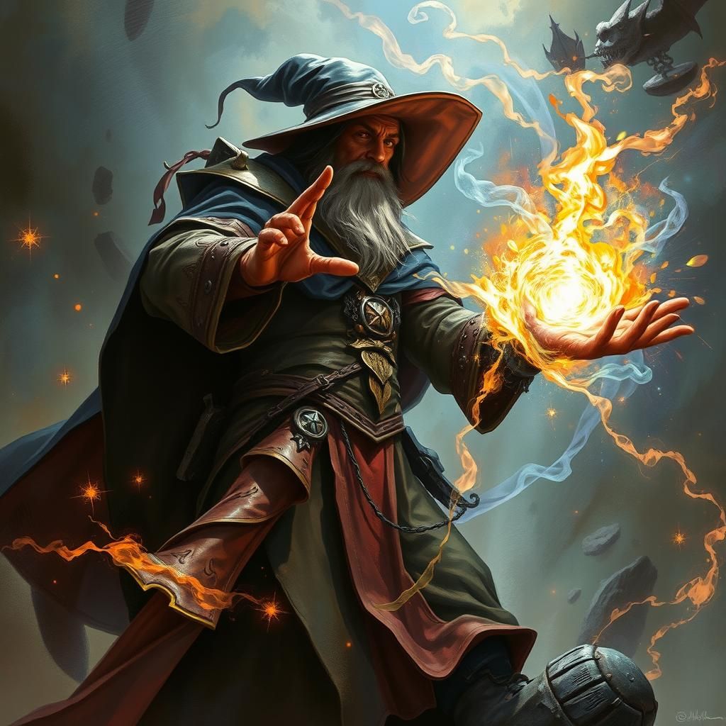 Powerful Mage casting fireball