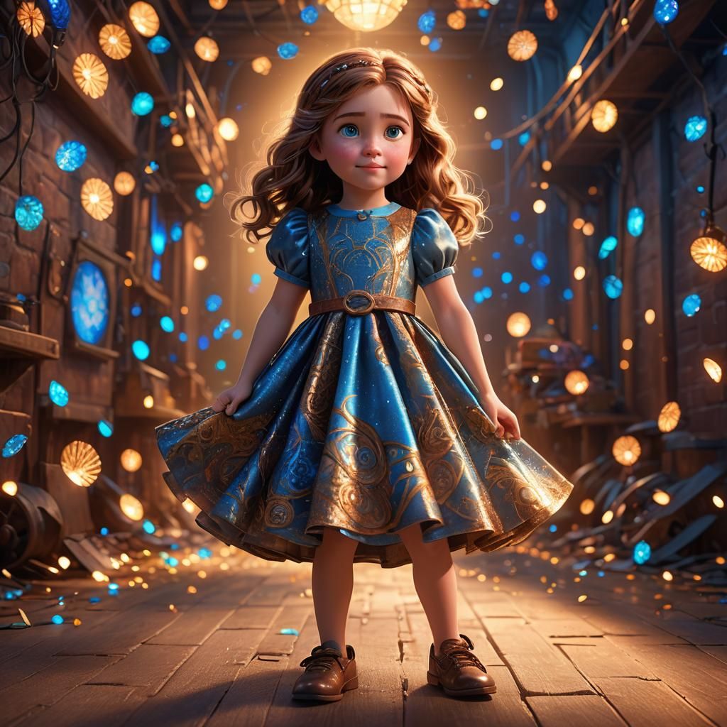 Brave Girl in Magical Forest: Vibrant 3D Digital Art