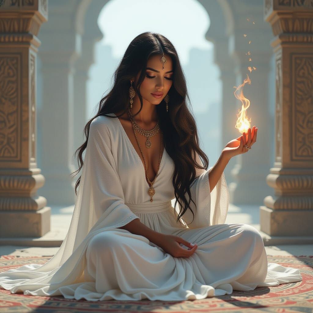 Ancient Atlantean Priestess in Dreamy Ethereal Style