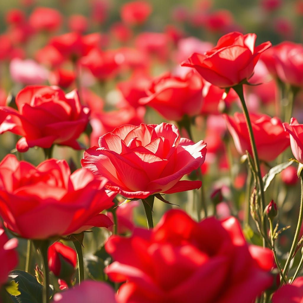 Dreamy Roses in Sketchnote Style Flower Field