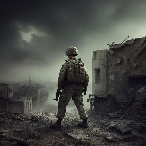 War-Torn Cityscape in Hyper-Realistic Cinematic Style