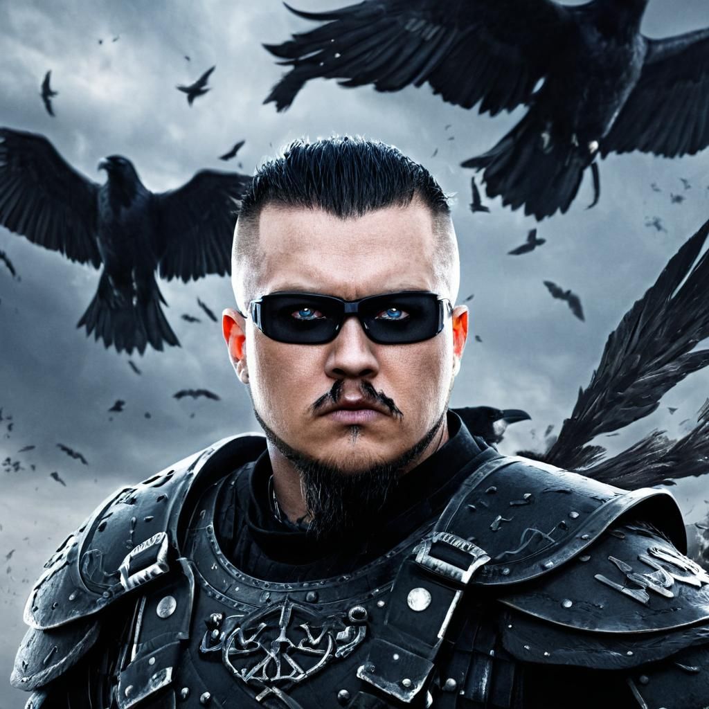 Viking Warrior in Black Armor, Digital Art