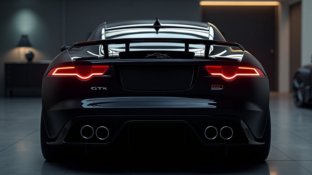 Black Jaguar GT-R Rear View in Showroom Lighting