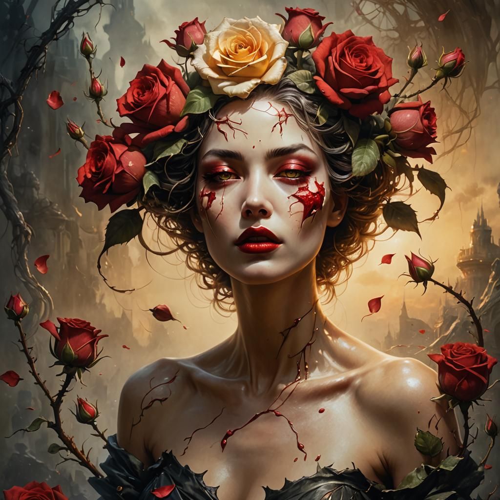 Rose Creature: Surreal Fantasy Art in Ethereal Style