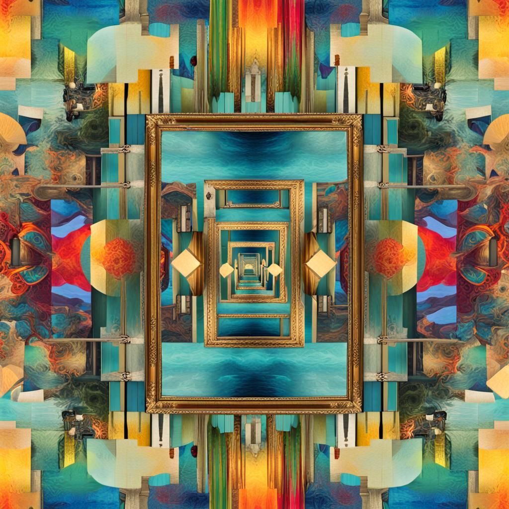 Surreal Reflections in Rainbow Light, Mixed Media Art